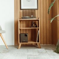 Simurgh Record Player Stand With Storage.Solid Wood Vinyl Record Player Stand With Storage & Floating Turntable Stand