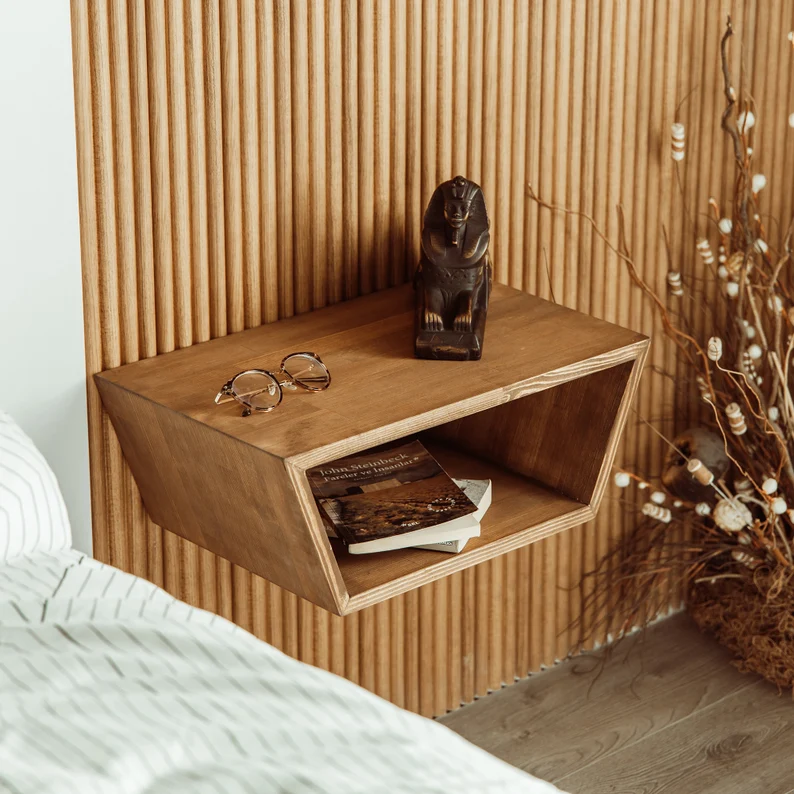 Favor Floating Bedside Table & Wooden Nightstand.Mcm Floating Nightstand & Wood Bedside Tables Handmade Bedside