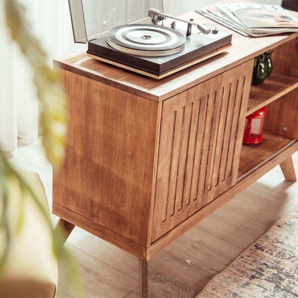 Adarna Record Player Stand & Turntable Stand & Console.Table For Record Player Stand & Cabinet & MCM Mid Century Modern